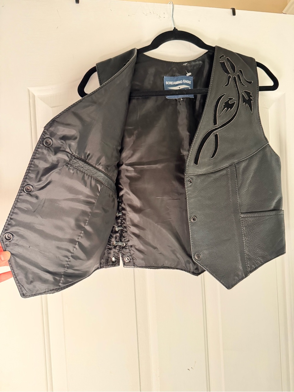 Rare Harley Davidson Screaming eagle Women's Black Leather Vest - Picture 4 of 6